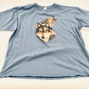 men's graphic tee howling wolf colorado slate blue crew neck graphic tee 2XL